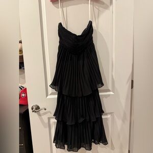 Lulus Elegant Black Strapless Pleated Dress
